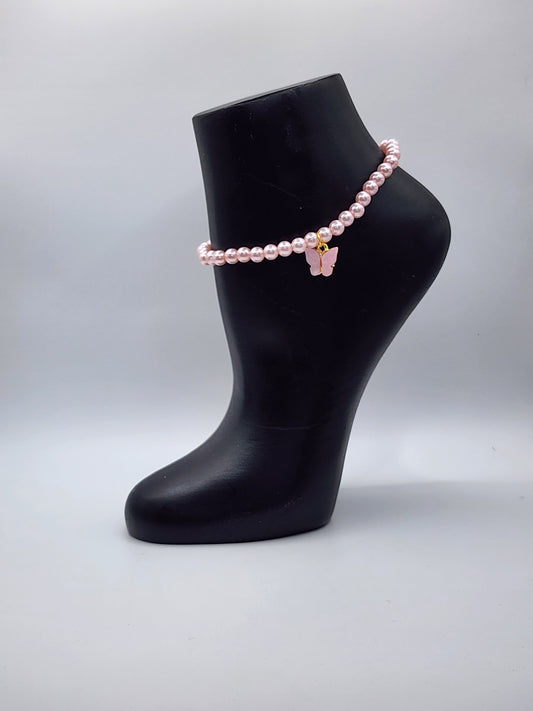 Pink pearl anklet