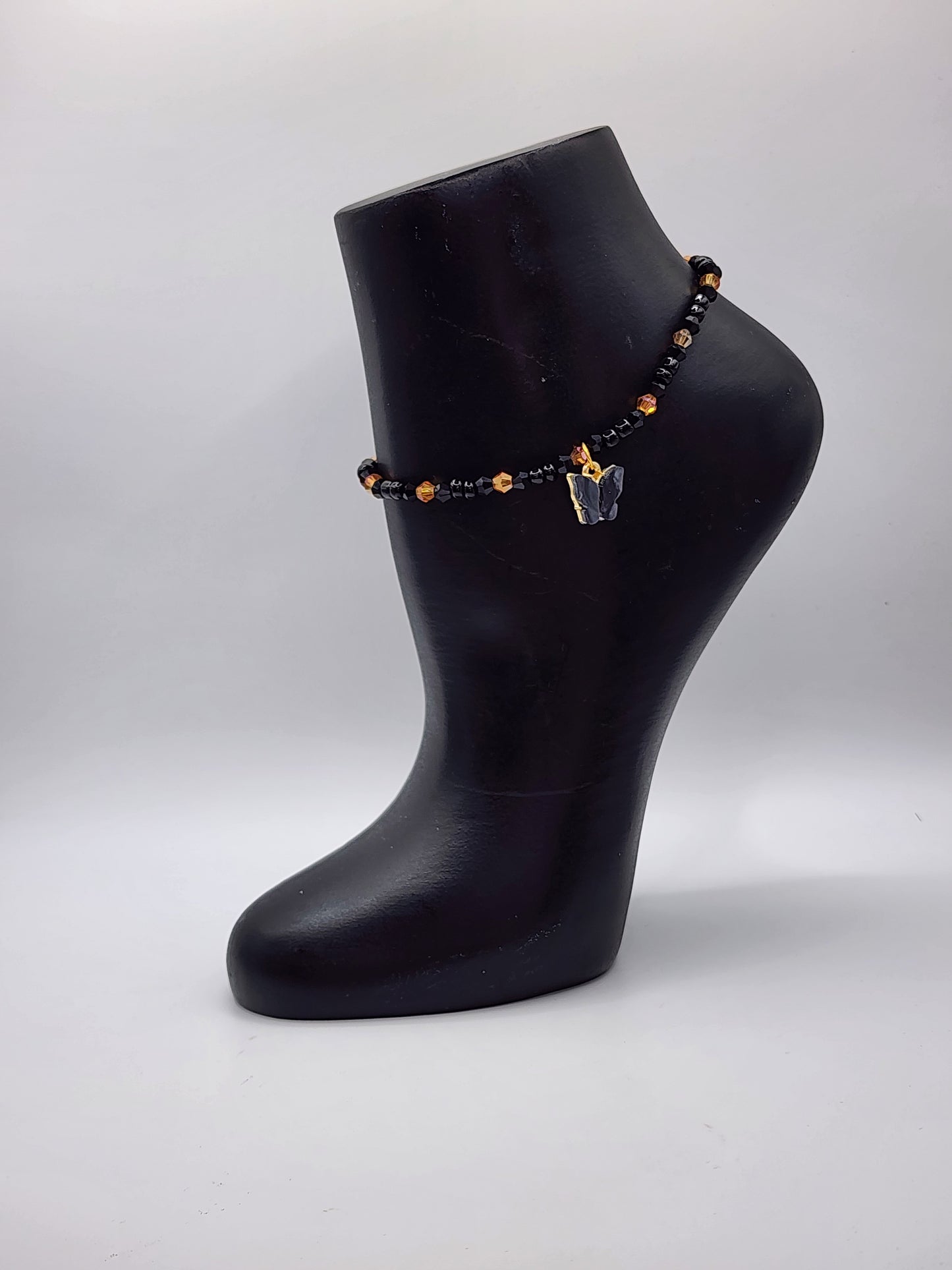 Black crystal anklet