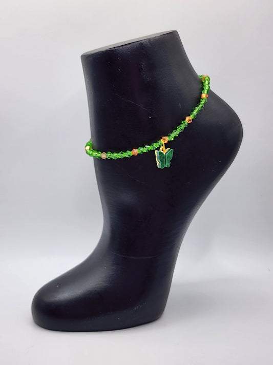 Green butterfly anklet