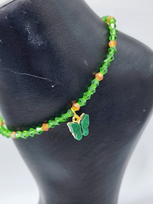 Green butterfly anklet